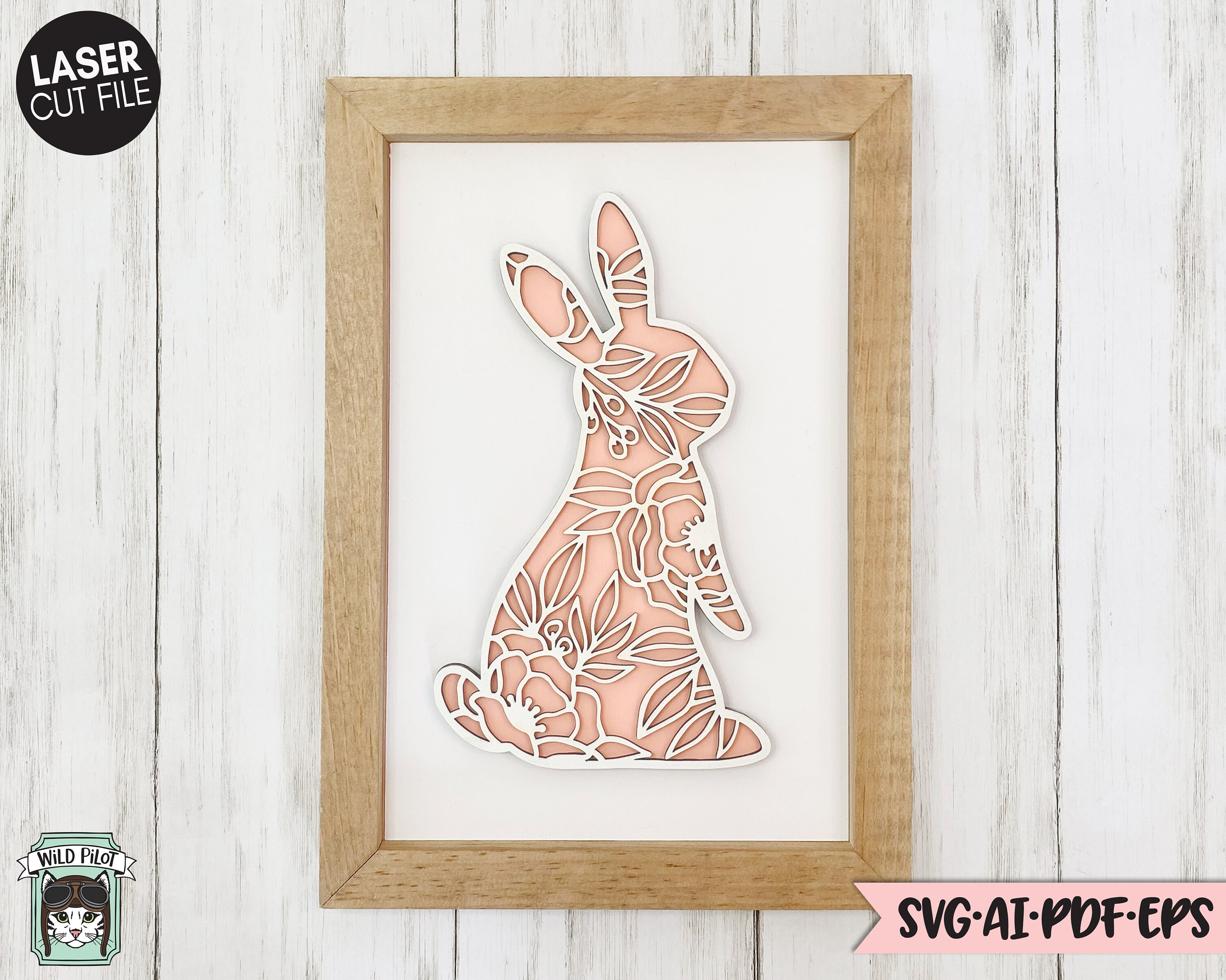 Easter Bunny LASER Cut File SVG, Floral Bunnies File, Easter Laser Cut ...