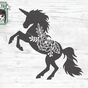 Unicorn SVG, Unicorn Silhouette SVG, Unicorn svg file, Unicorn cut file, Unicorn Flowers, Unicorn Floral, clipart, mandala