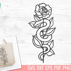 Flower Snake SVG file, Snake with Flowers SVG, Snake cut file, Animal Face, Floral Snake, Snake with Flowers on Head, tattoo svg file