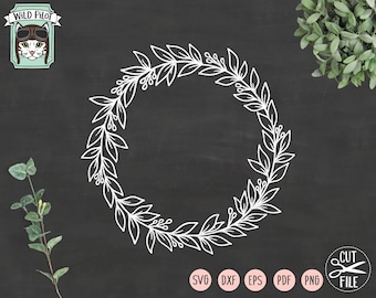 Wreath SVG file, Leaf Wreath Cut file, Laurel Leaf Wreath SVG file, laurel wreath, monogram frame, monogram wreath, laurel leaves, wedding