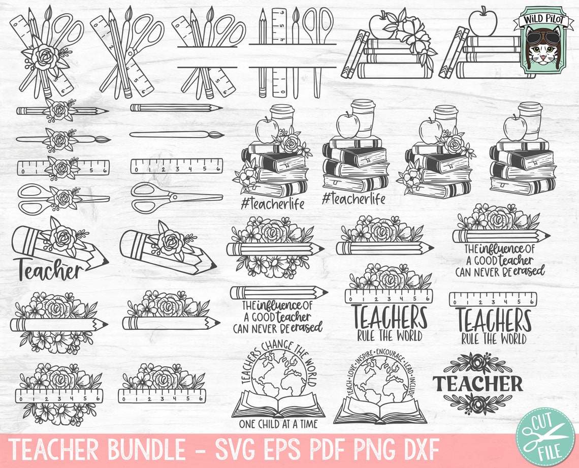 Teacher SVG File Bundle Back to School Svg Teacher Gift Svg - Etsy