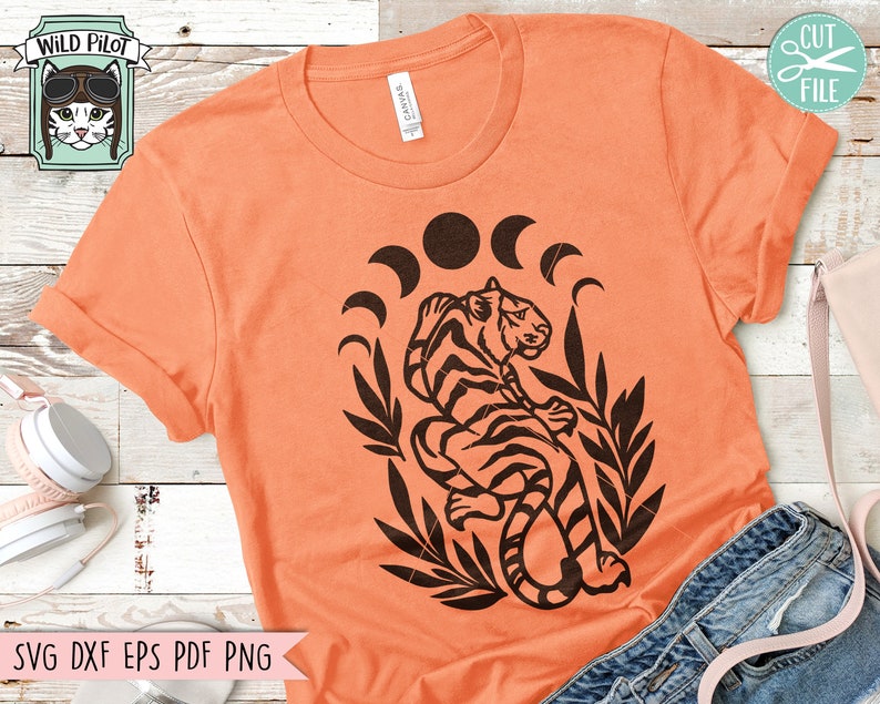 Tiger Svg File, Tiger Cut File, Tiger Png, Tiger Moon Svg, Moon Phases ...