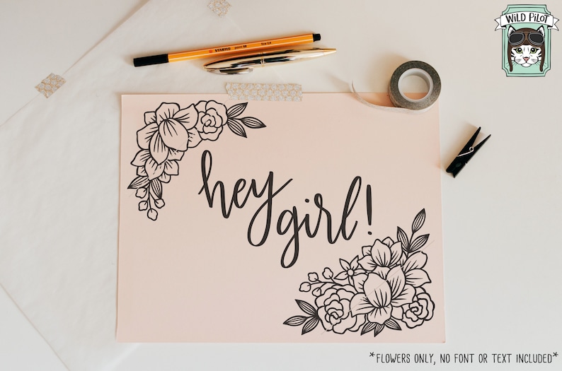 Flowers SVG File, Flower cut file, Floral Corner svg, Flower Border, wedding, Flower corner, floral cut file, frame, chalkboard sign stencil image 3