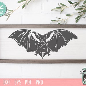 May include: A black silhouette of a bat with its wings spread wide. The bat is centred on a light grey background within a wooden frame.