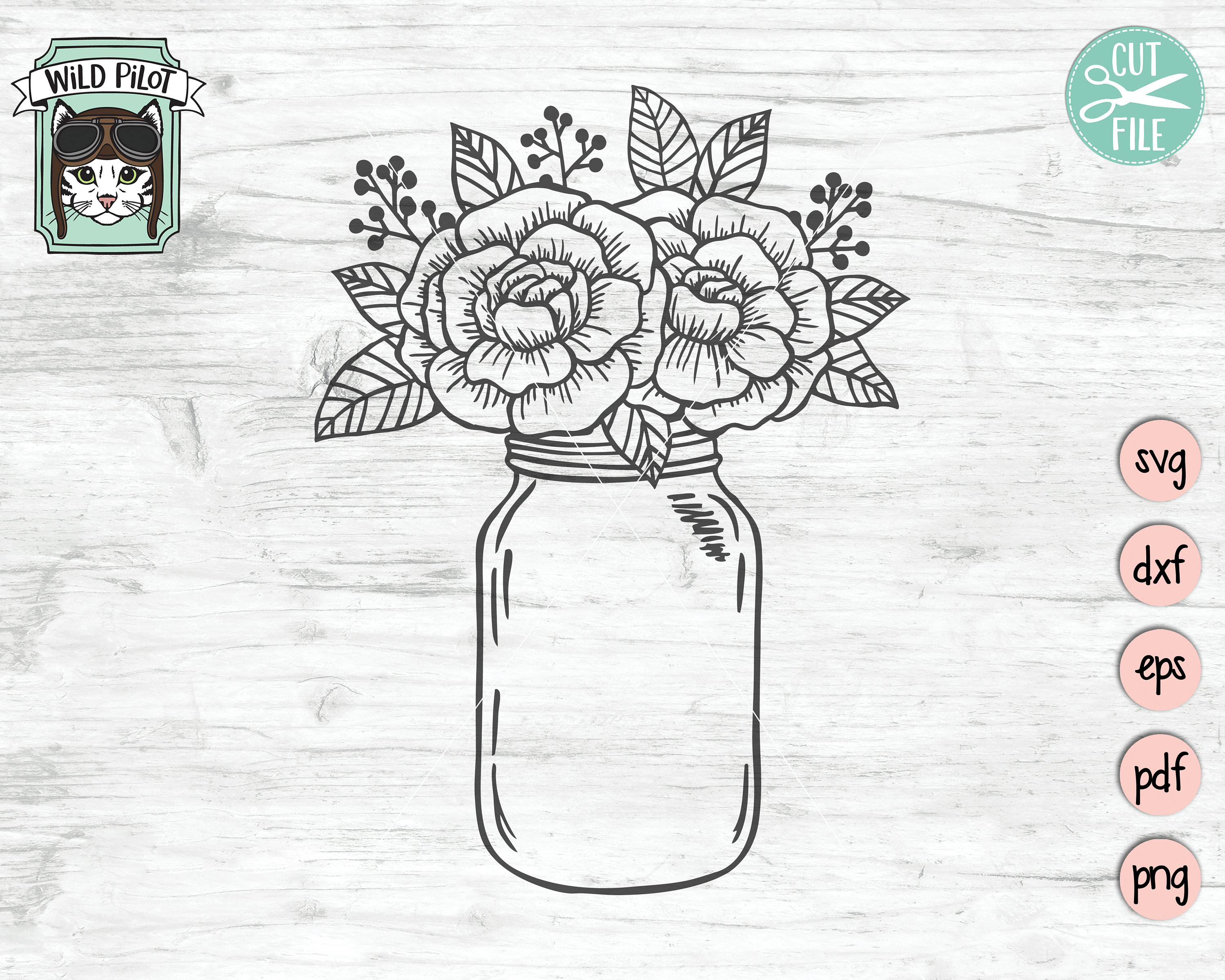 Free Free 350 Flower Mason Jar Svg SVG PNG EPS DXF File