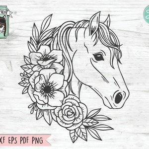 Horse SVG file, Horse with Flowers SVG, Horse cut file, Floral Horse svg file, Animal Face, Cute Horse Face svg, Horse Lover svg cut file