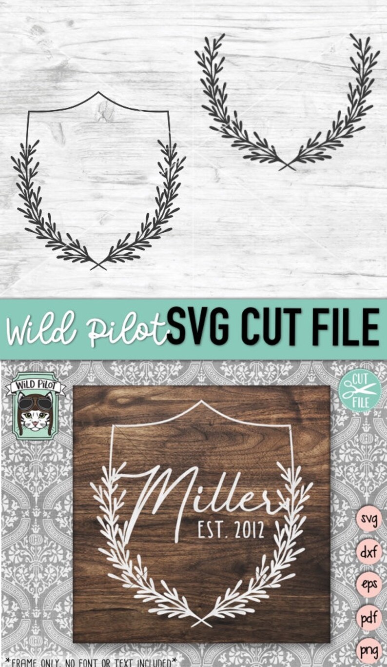 Download Monogram Frame SVG file Wedding Monogram SVG Laurel Crest | Etsy