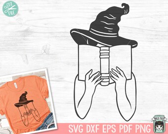 Witch SVG, Halloween Book Lover SVG, Witch Reading Book SVG, Reading svg, Halloween Teacher svg, Librarian svg, Witchy svg, halloween png