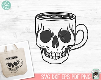 Skull Coffee Mug svg, Halloween Coffee SVG, Skull Mug svg file, Skull Mug png, Skull Coffee Cup svg, Skull Teacup svg, Coffee png
