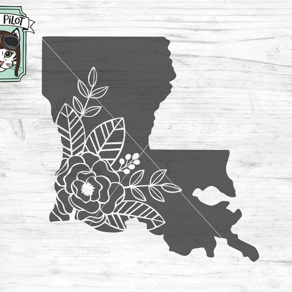 Louisiana SVG Datei, Louisiana Blumen svg, Lousiana Silhouette svg, Floral Louisiana svg, State svg Datei, Louisiana Flowers svg, Home State svg