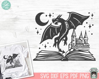 Book SVG, Dragon SVG, Fantasy SVG, Reading svg, Halloween svg, Mystical svg, Book Lover svg, Librarian svg, Library svg, Bookish svg