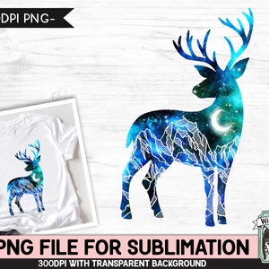 Galaxy Hirsch PNG SUBLIMATION Design, Galaxy Hirsch Silhouette PNG, Winter png, Weltraum png, Wild und Free png, Abenteuer png, Bergszene png