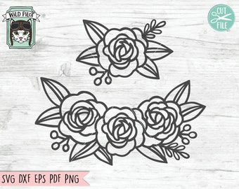 Flower SVG Files, Flower Border SVG, Floral SVG files, Flower cut file, Flower Frame svg, Flower Flourish, Floral Cut file, Rose svg file