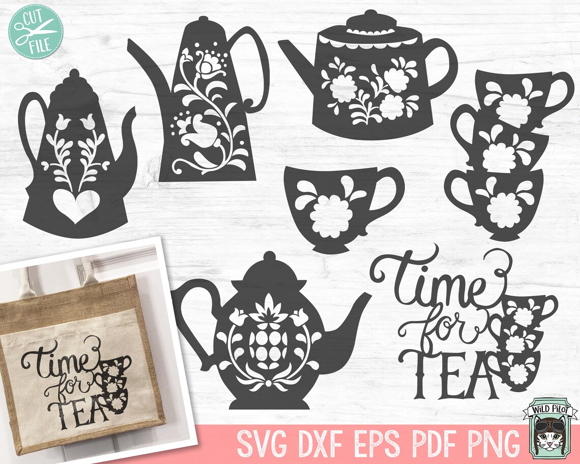 Tea Party SVG Teapot SVG Tea Cup Svg Tea Party Cut Files - Etsy