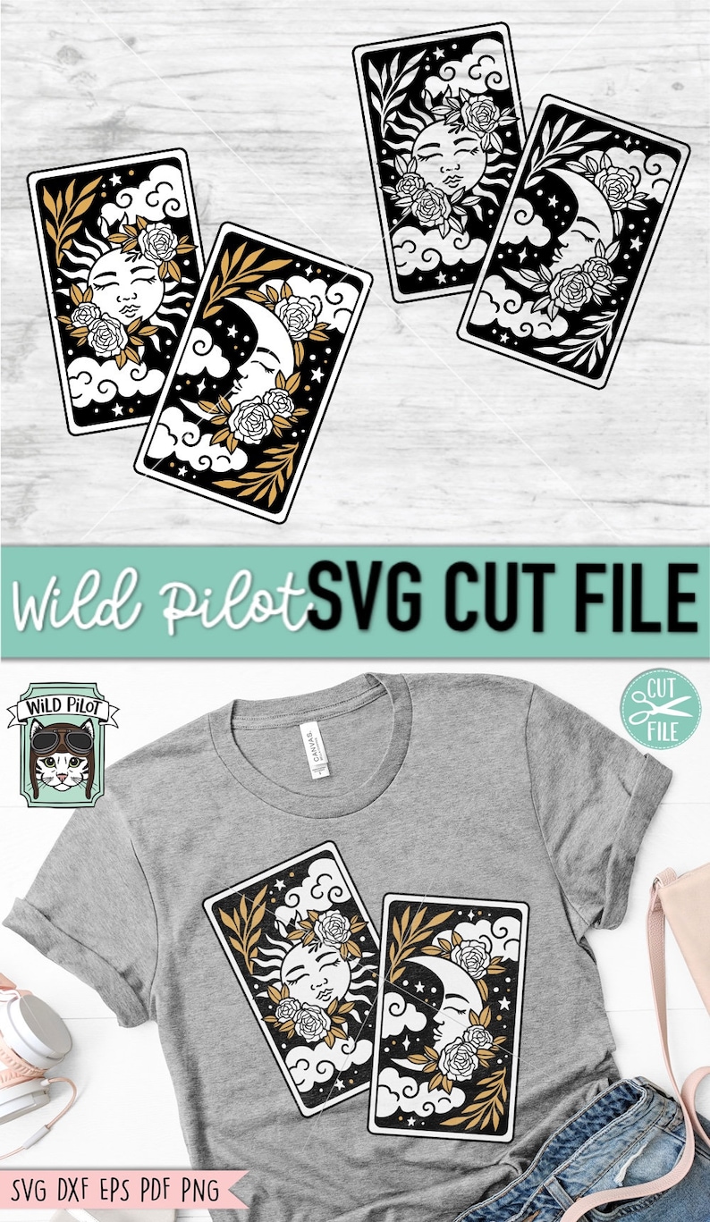 Tarot Card Sun Moon Svg Floral Sun Tarot Svg File Floral - Etsy