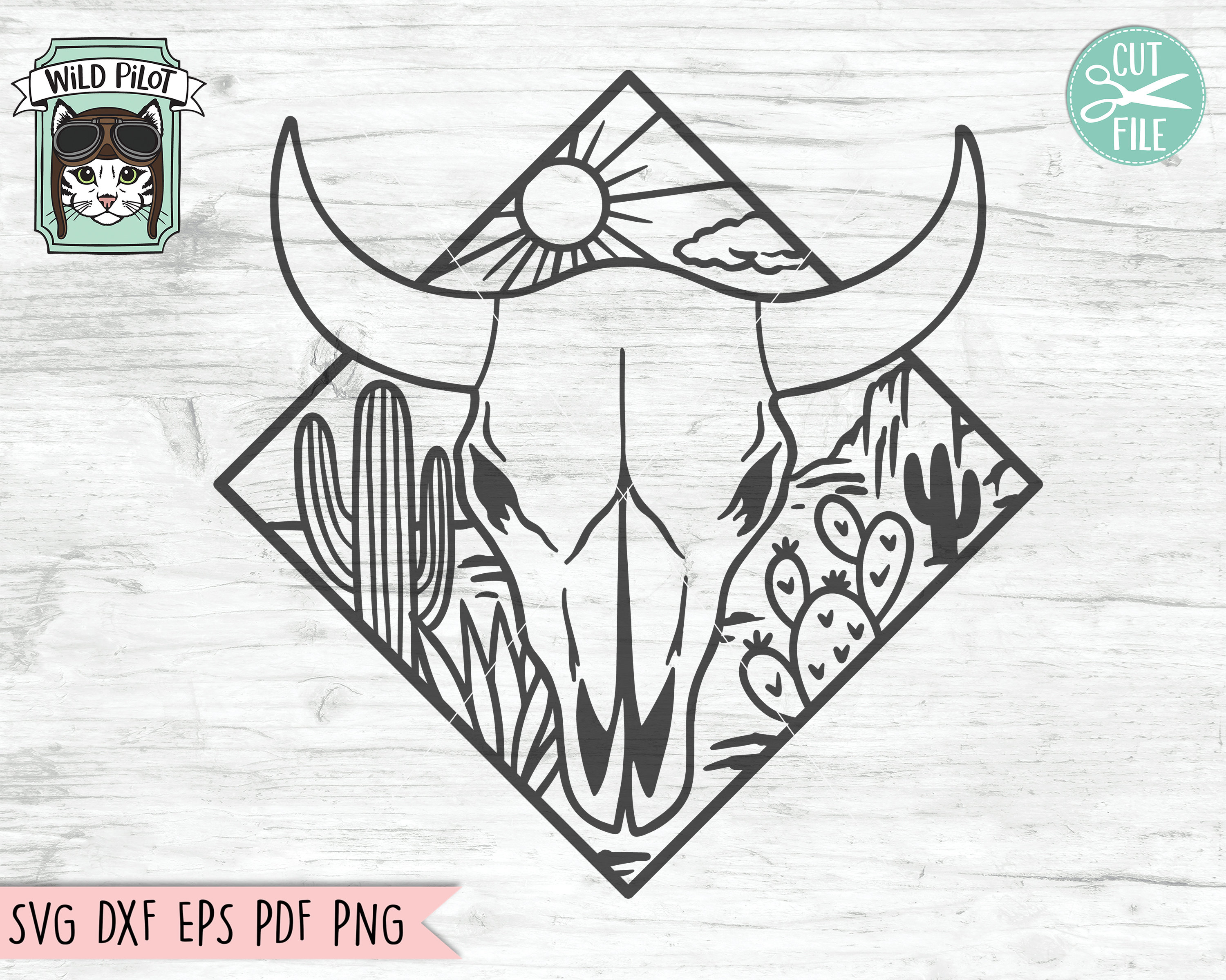 Floral bull skull svg #2, Western svg, Cow skull with flower