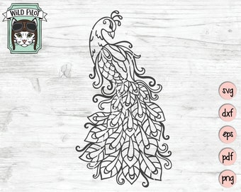 Archivo SVG de pavo real, Archivos de corte de pavo real, Cliparte de pavo real, Imagen prediseñada de pavo real, Vector de pavo real, Png de pavo real, Plantilla de pavo real, Dxf de pavo real