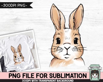 Bunny SUBLIMATION design PNG, Easter Bunny Face png file, Bunny Rabbit sublimation, Kids Easter Shirt Basket Bunny, Spring, Easter png file