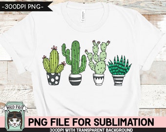Cactus SUBLIMATION design PNG, Succulent PNG sublimation file, Cactus sublimation, Cactus, Succulent sublimation designs, Illustrations