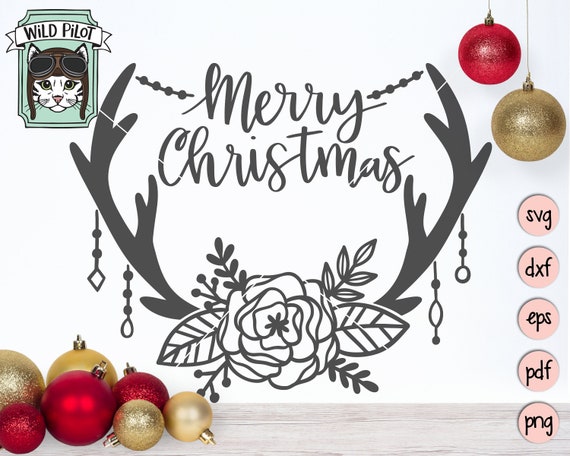 Download Christmas SVG Merry Christmas SVG file Deer Antlers with ...