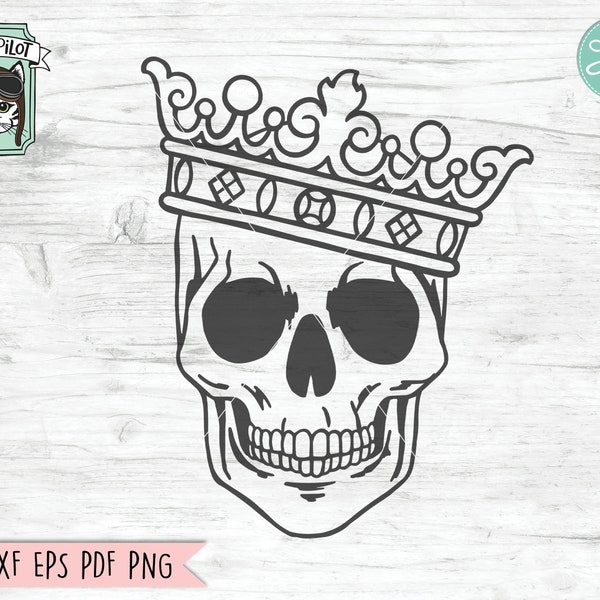 Skull with Crown svg file, Crown Skull svg, Skull cut file, Queen King Skull svg file, halloween, Steampunk, gothic svg, witchy svg files