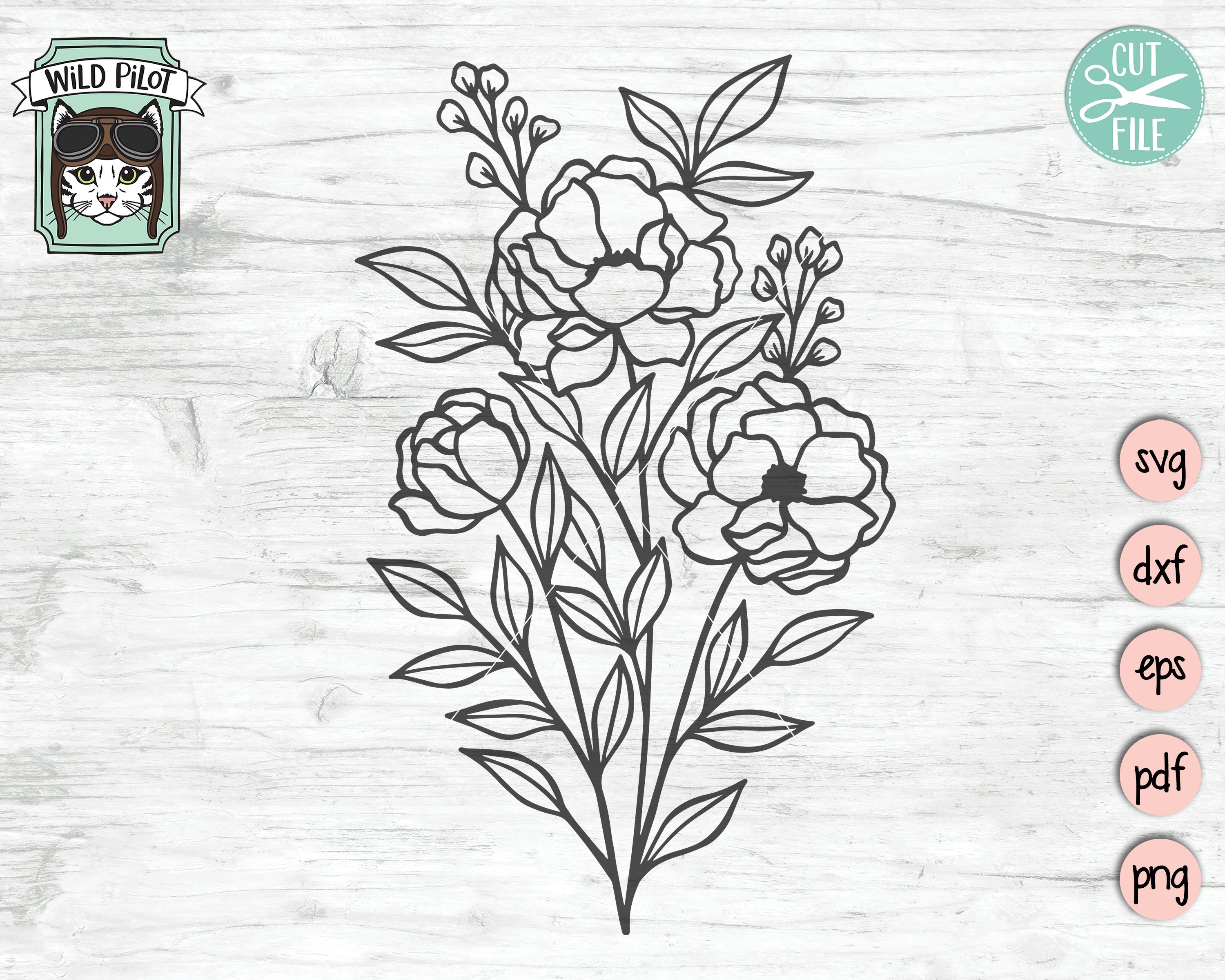 Flower SVG Files Bouquet SVG File Bouquet of Flowers SVG - Etsy Singapore