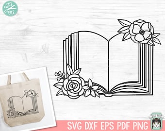 Book SVG, Reading SVG, Floral Book svg, Book Lover SVG, Flower Book svg, Librarian svg, Library svg, Reading png, Teacher Shirt svg