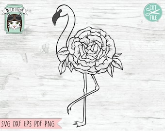 Flamingo SVG-fil, Flamingoblomma SVG, Blommig Flamingo svg-fil, Flamingo-klippfil, Sommar-svg-fil, Sommar-klippfil, Strand-svg-fil