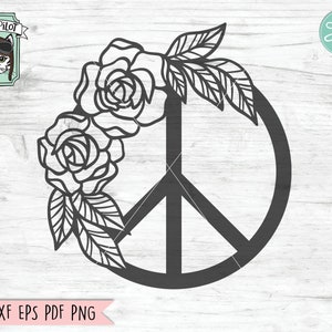 Peace Symbol svg, Peace Sign SVG fichier, Peace svg, Peace cut file, Peace Flower svg file, Peace Floral cut file, Peace Symbol with flowers