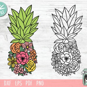 Pineapple SVG file, Pineapple Flowers SVG file, Floral Pineapple svg, Pineapple Floral svg, pineapple cut file, summer svg files, fruit svg