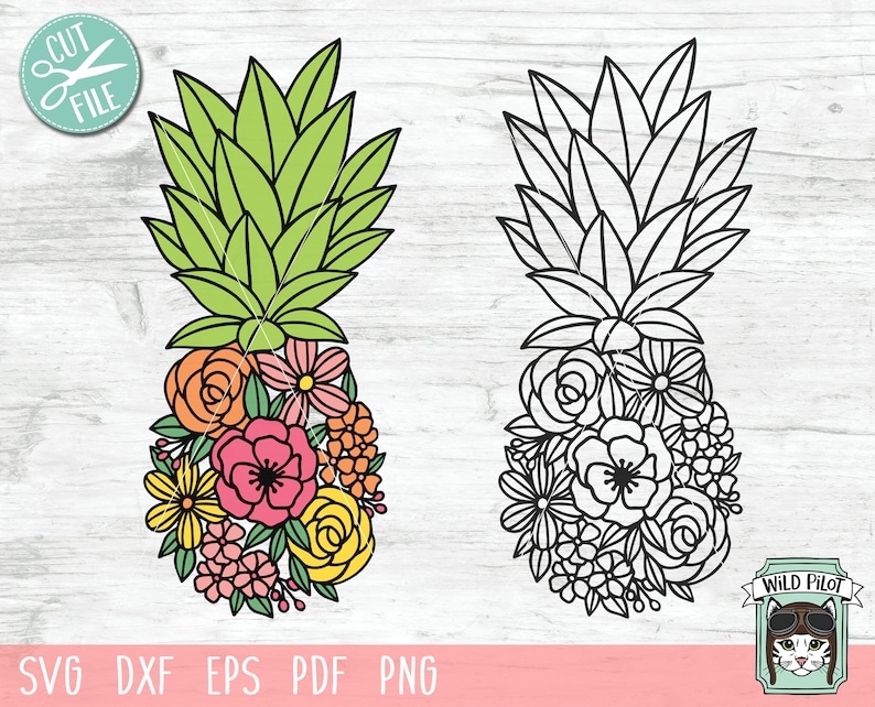 Download Pineapple SVG file Pineapple Flowers SVG file Floral | Etsy