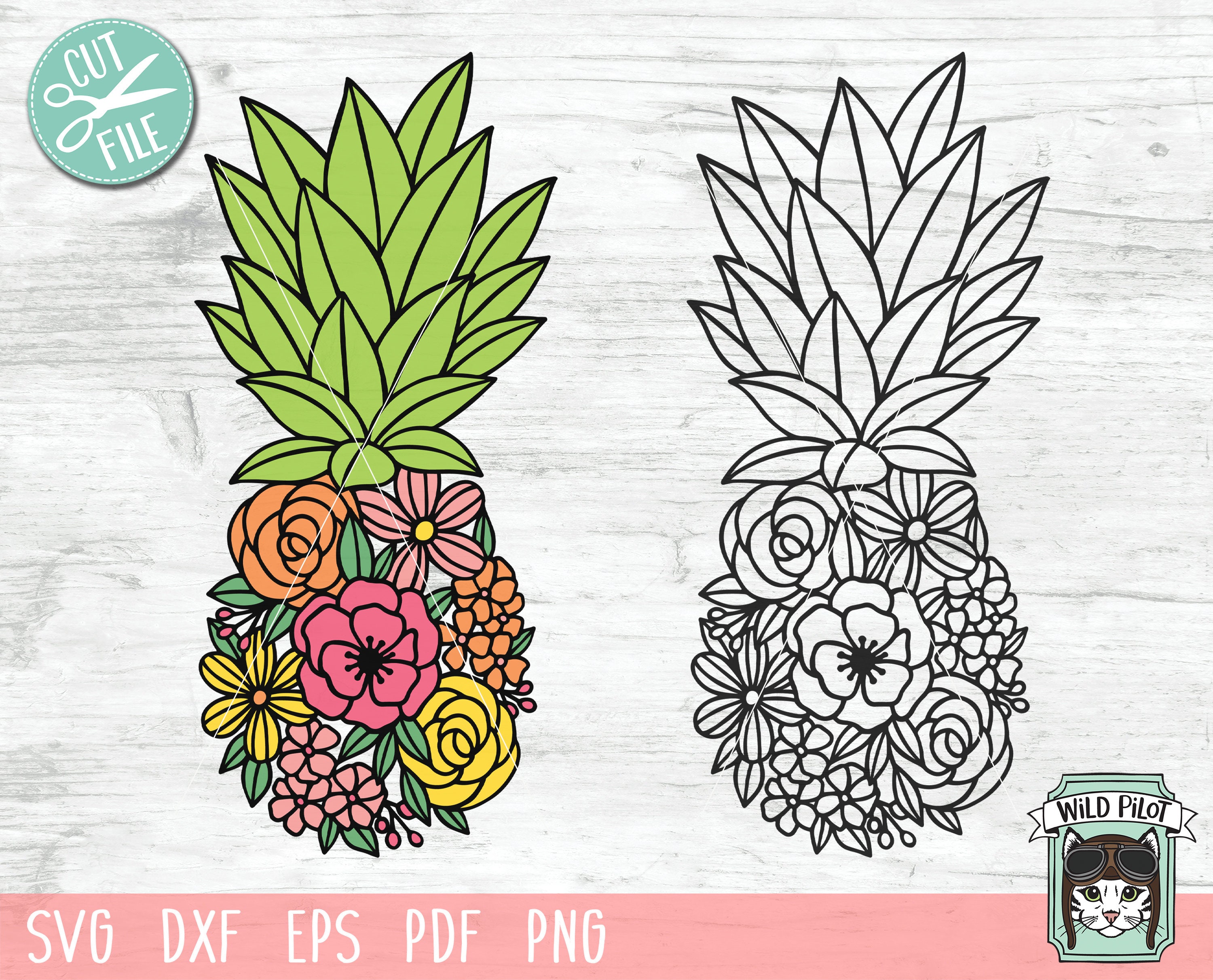 Download Pineapple Svg File Pineapple Flowers Svg File Floral Etsy