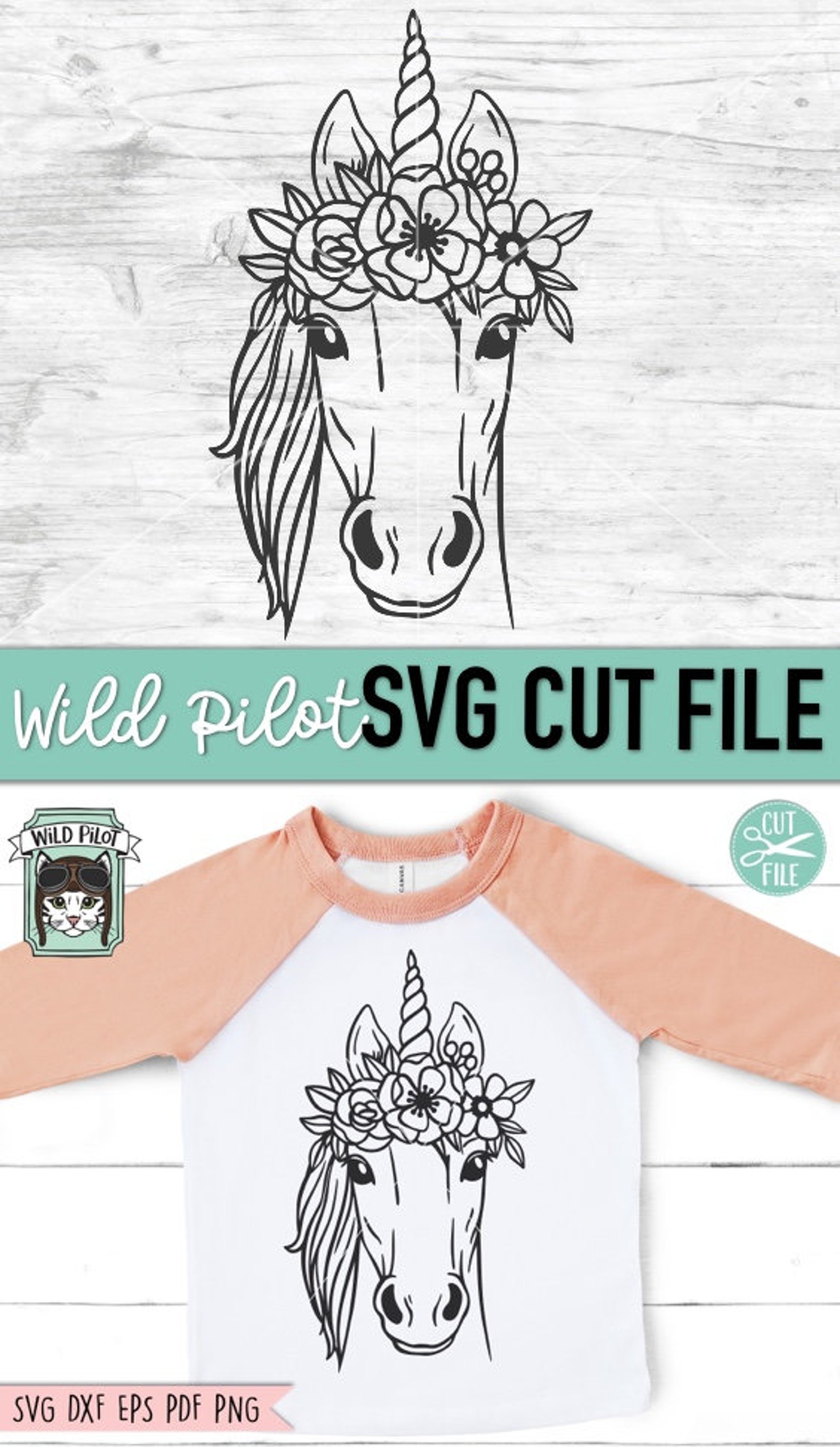 Unicorn SVG file Unicorn with Flower Crown SVG Unicorn cut | Etsy