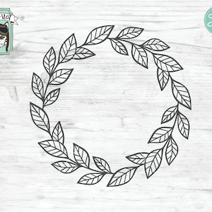 Wreath SVG file, Laurel Wreath svg, Laurel leaf wreath clip art, Monogram wreath vector, cut file, Monogram Frame svg file, laurel leaves