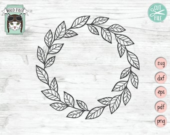 File SVG ghirlanda, corona d'alloro in formato SVG, clip art ghirlanda di foglie d'alloro, vettore ghirlanda monogramma, file di taglio, file SVG cornice monogramma, foglie d'alloro