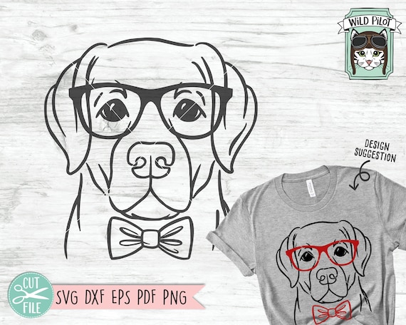Labrador svg file, Dog with Glasses svg, Dog cut file, Dog svg file, Lab Bowtie, Labrador Retriever svg file, lab cut file, Nerd, Nerdy