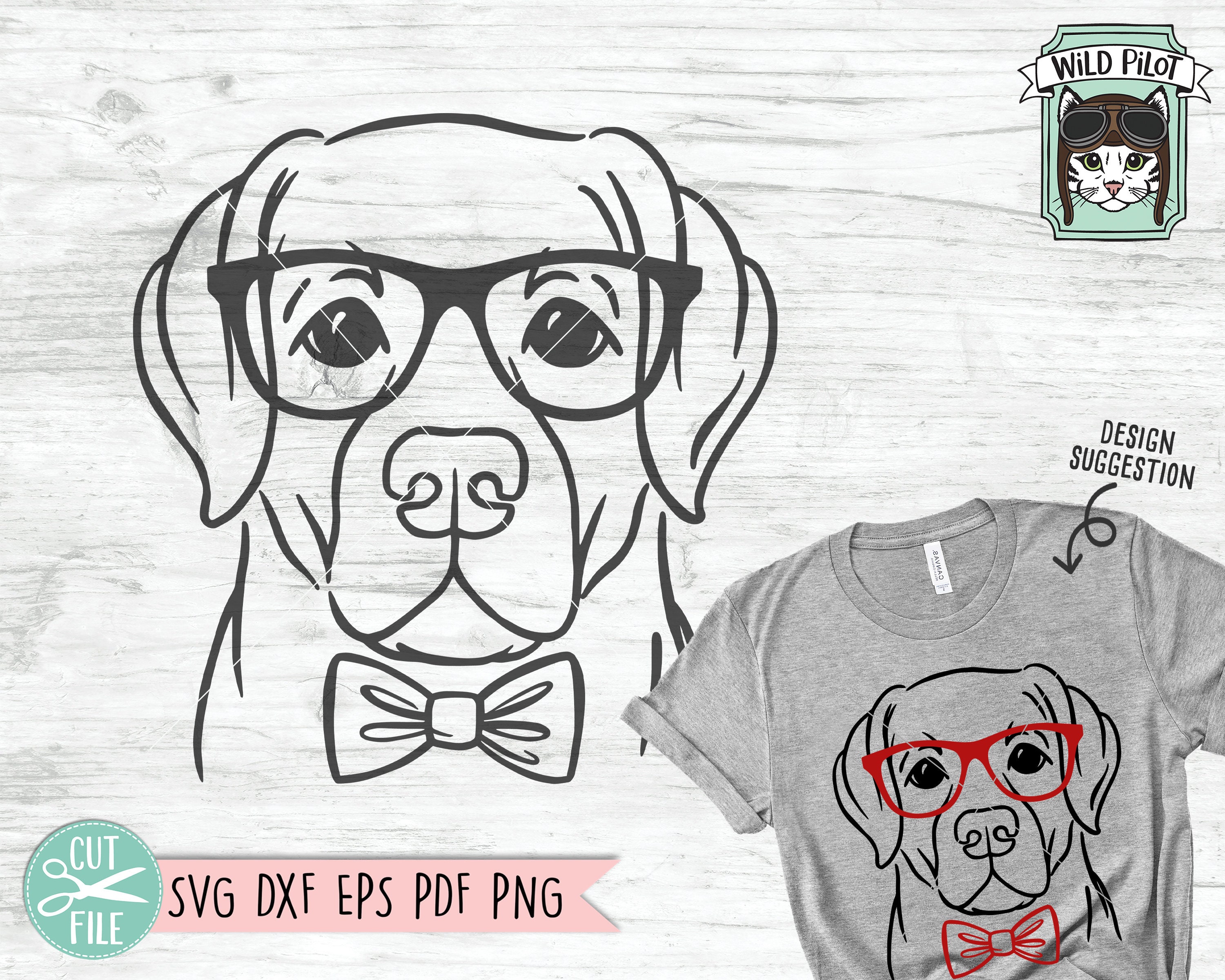 Labrador Svg File Dog With Glasses Svg Dog Cut File Dog Svg Etsy