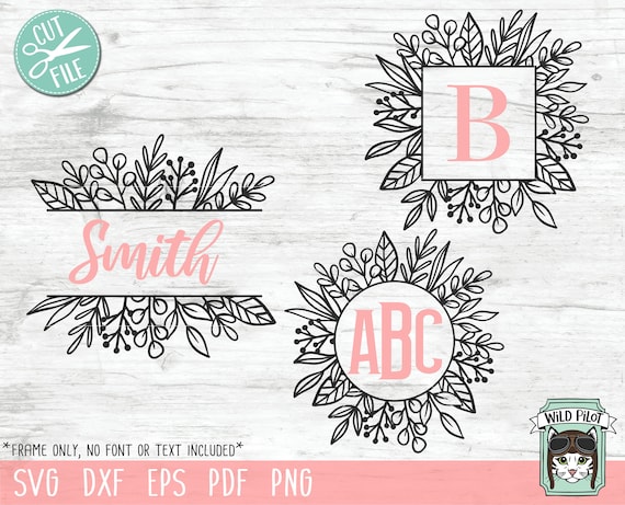 Download Leaf Frame Svg File Monogram Frame Split Frame Leaf Border Etsy