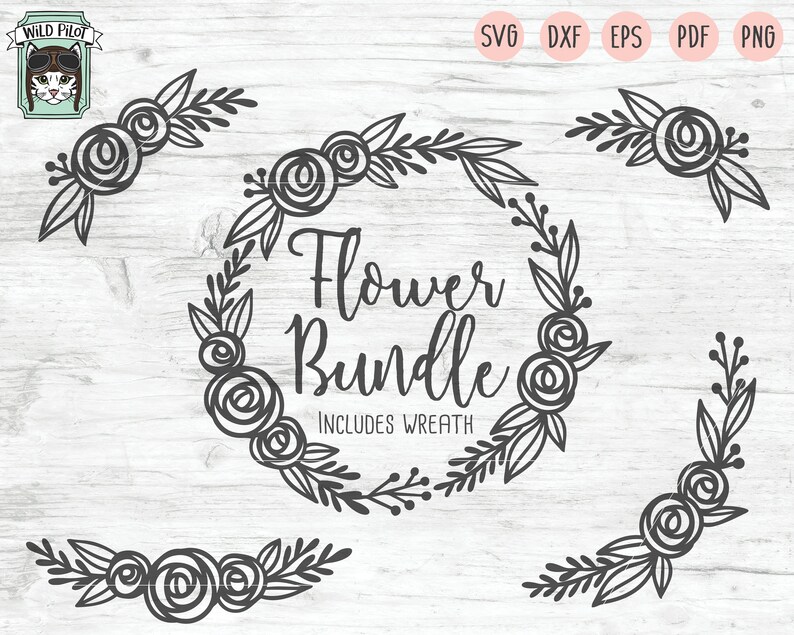 Download Flower SVG files Flower Wreath SVG file flower borders | Etsy