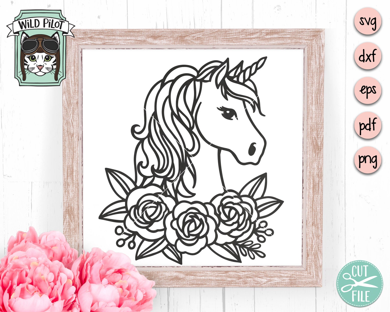 Unicorn SVG File Unicorn Flowers svg Unicorn Cut File Etsy