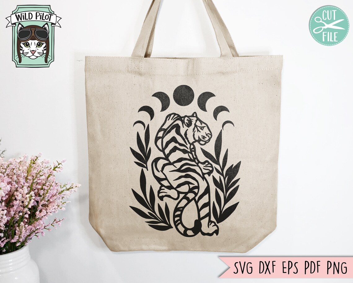 Tiger Svg File, Tiger Cut File, Tiger Png, Tiger Moon Svg, Moon Phases ...
