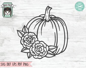 Floral Pumpkin SVG file, Flower Pumpkin svg, Pumpkin cut file, Fall, Autumn, Halloween, Thanksgiving, Harvest, Pumpkin with flowers svg