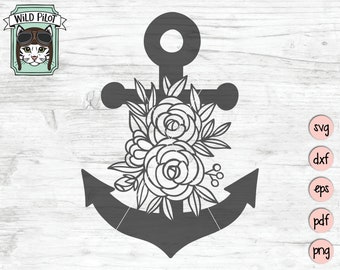 Anchor SVG file, Anchor cut file, Anchor Floral svg, Anchor with Flowers svg, Cruise cut file, Cruise svg, Vacation svg, Cruise Shirt svg