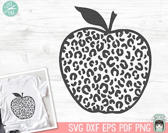 Apple SVG, Teacher Gift svg, Teacher Shirt svg, Teacher svg, Teacher Clipart, Leopard Apple SVG, Back to School, Fall svg, Autumn svg