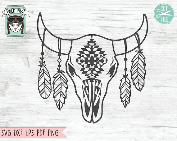 Download Cow Skull with Feathers SVG Cow Skull svg file Cow Skull ...
