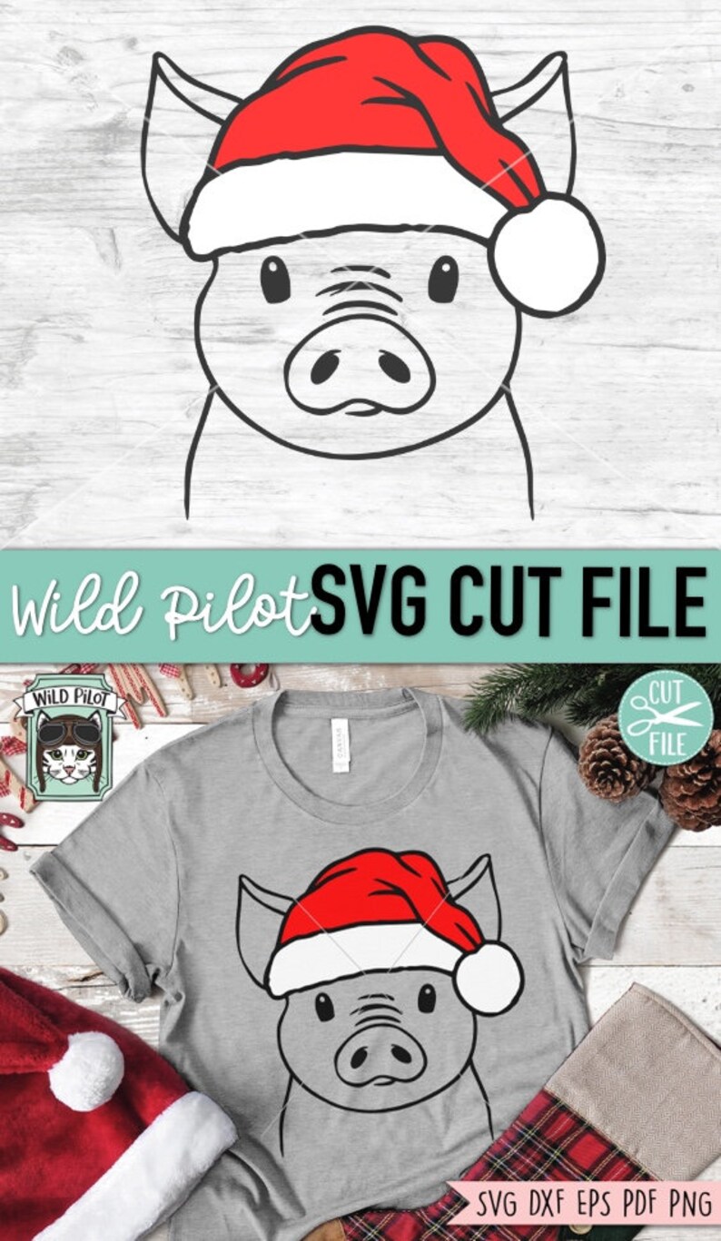 Download Pig Santa hat svg file Pig with Hat svg Christmas svg file ...