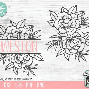 Flower Border SVG, Flower Monogram SVG, Flower svg, Floral svg, Floral Monogram svg, Floral Border SVG File, Split Monogram, Flower Cut file