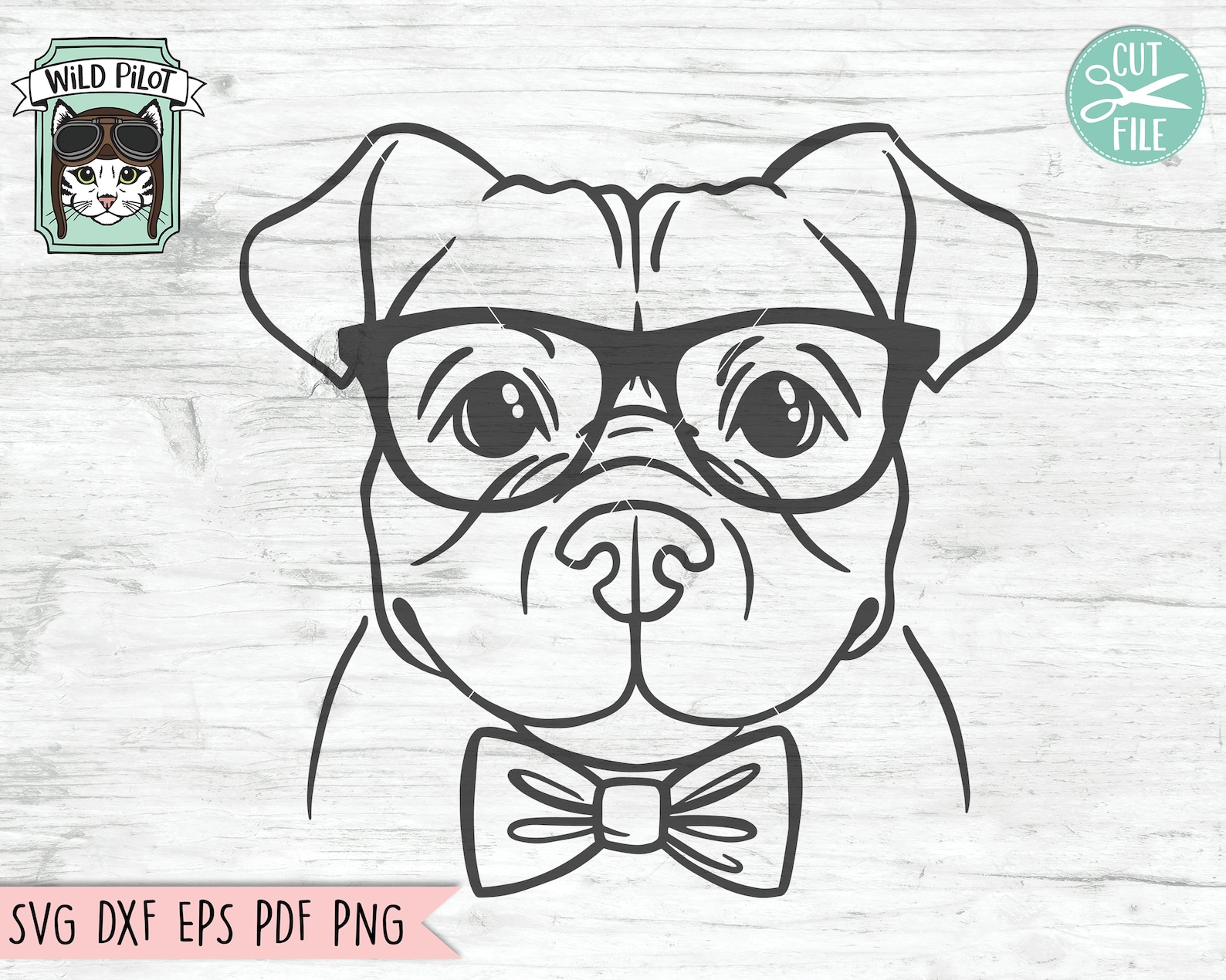 Pitbull Svg File Dog With Glasses Svg Dog Cut File Dog Svg Etsy