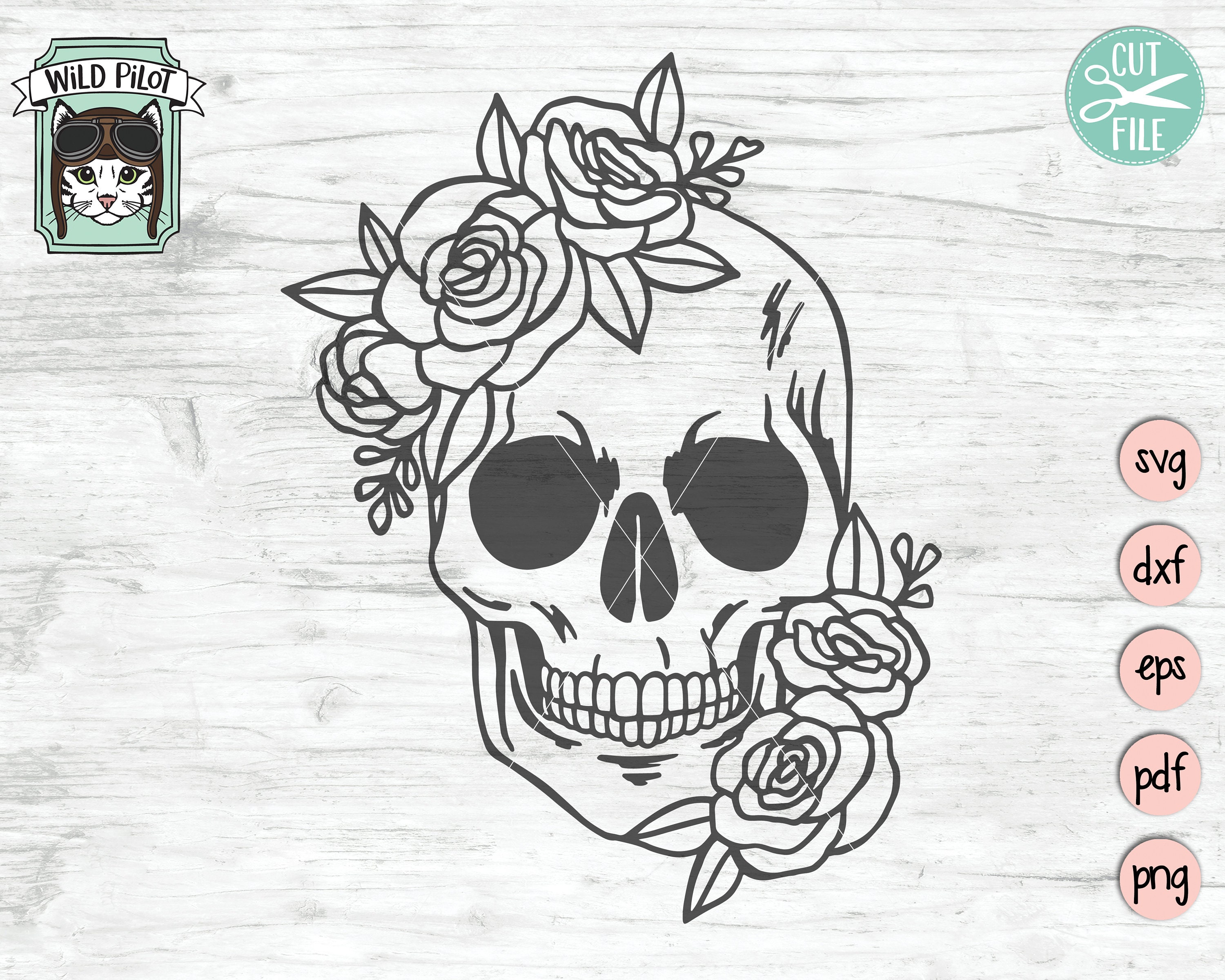 Download Skull svg file Flower Skull svg Skull cut file Floral Skull | Etsy