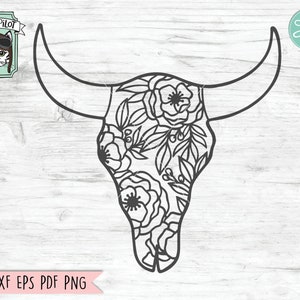 Cow Skull Flowers SVG, Cow Skull Floral SVG, Bull Skull Floral SVG, Bull Skull Flower svg, Southwest svg, Boho svg, Longhorn svg, Bohemian
